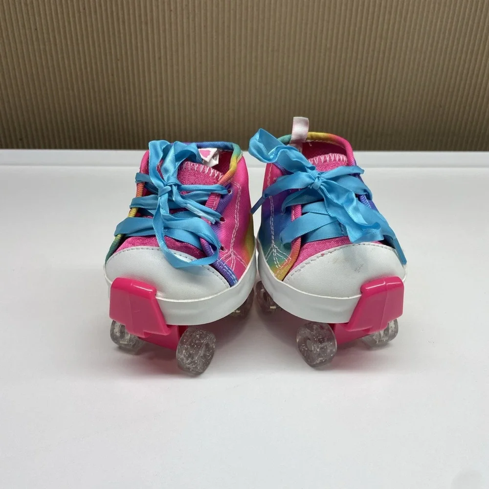 Build A Bear Shoes BABW High Top Rainbow Sneakers With Blue Laces